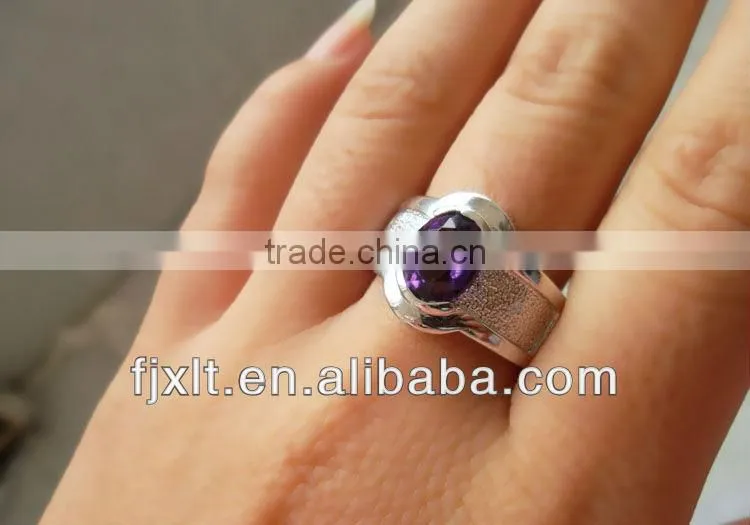 Large Stock Antique 925 Sterling Silver Amethyst Ring