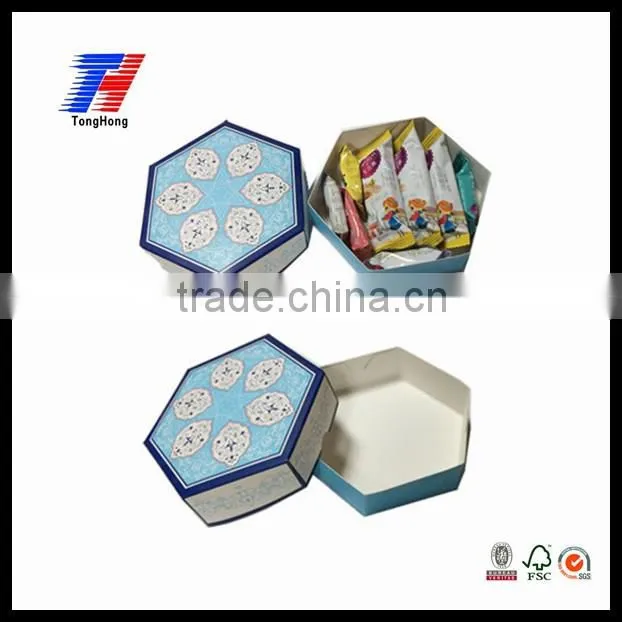take away food packing folding paper, candy box,Cupcake boxes,Hexagonal folding box