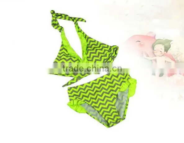 2016 Brand Baby Blue Strings Girls Swimsuit Print Bikini