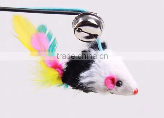 Useful Pet Puppy Cat Funny Flexible Feather Teaser Bell Sound Rod Stick Play Toy