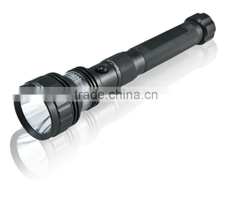POPPAS F301Rechargeable 10W Black Aluminum Tactical XML T6 Red LED Multifunction Police Flashlight