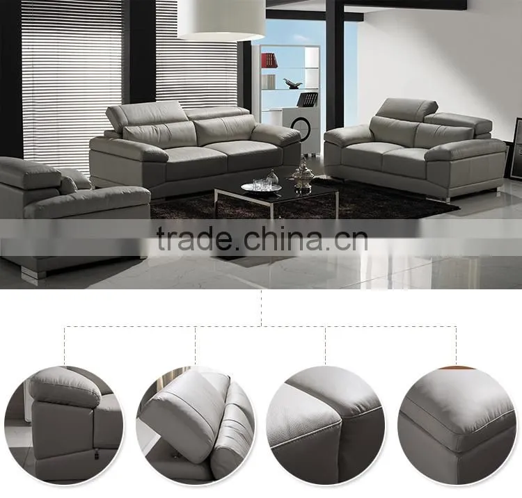 Expensive grey leather sofa made in China