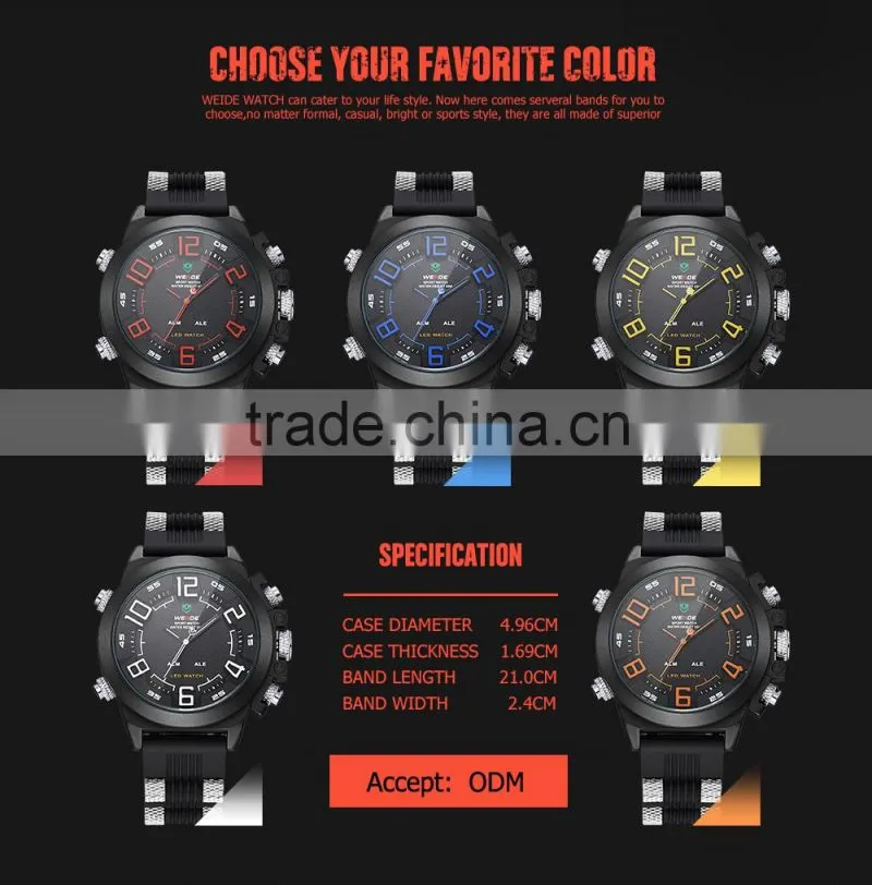 2016 WEIDE Unique Mens Watches led display man quartz watch fashion watches mens dive watch make your own digital watch