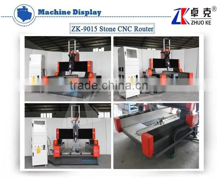 4 Axis Hybird Servo Motor Heavy Duty Stone CNC Router ZK-9015 900*1500MM With 5.5KW Water Cooling Spindle&Air Cylinder