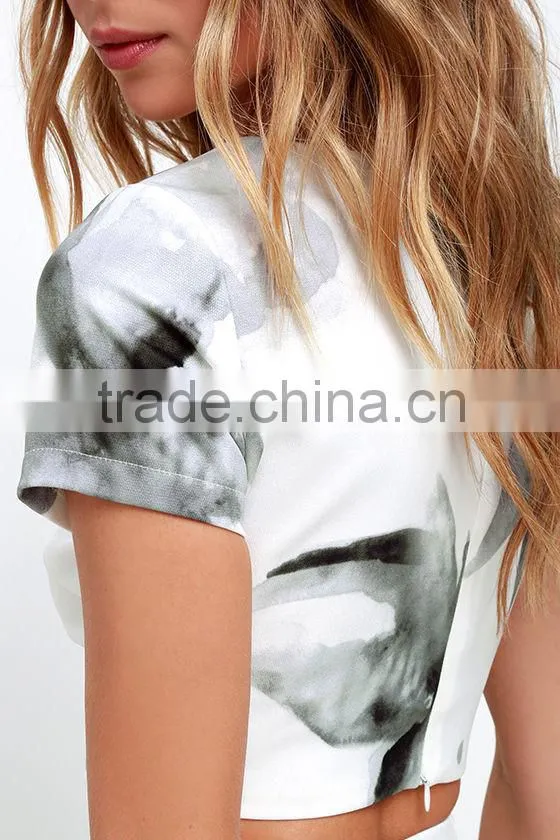 2016 women apparel new printed women dress 2 pieces apparel with custom prints
