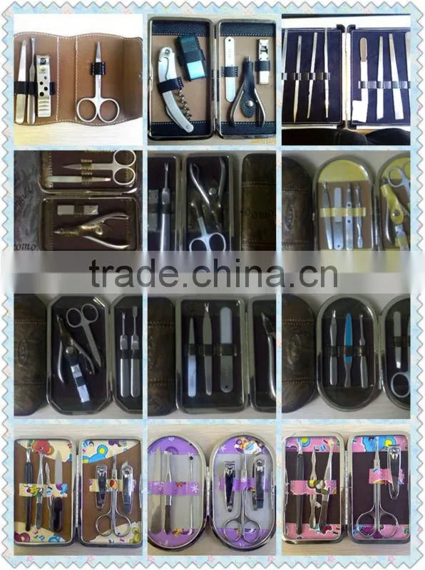 MRT-065 Fashional PU bag stainless steel 9pcs manicure set