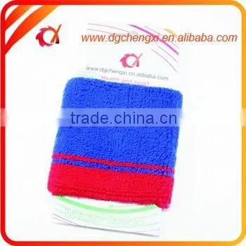 2015 customized blue and red sports cotton wristband &sweatband