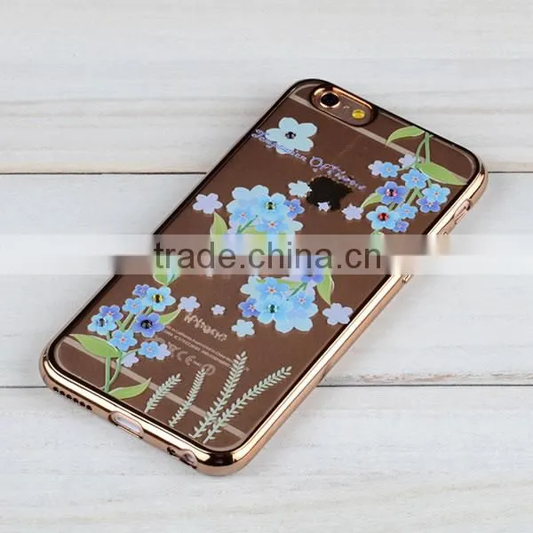 C&T Transparent Plating TPU Bling Rhinestone Cell Phone Case For iPhone 6s