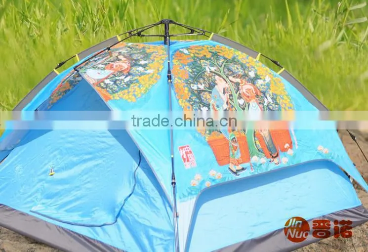 3-4 person Double Layers Fiberglass Pole Camping Tent