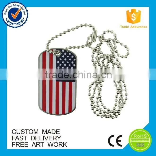 American country flag stainless iron cheap custom metal printed dog tag