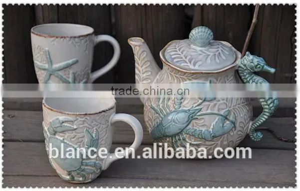 ceramic relief anchor shape kettle