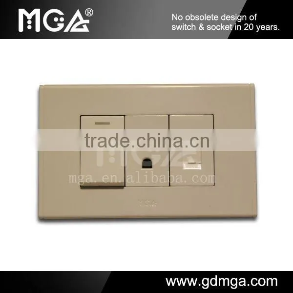 Italian wall switch and socket with telephone socket RJ11