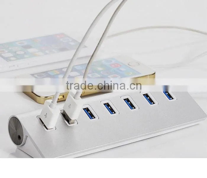 High Quality 7 Ports Aluminum USB 3.0 usb HUB For Macbook Pro Mac PC Laptop