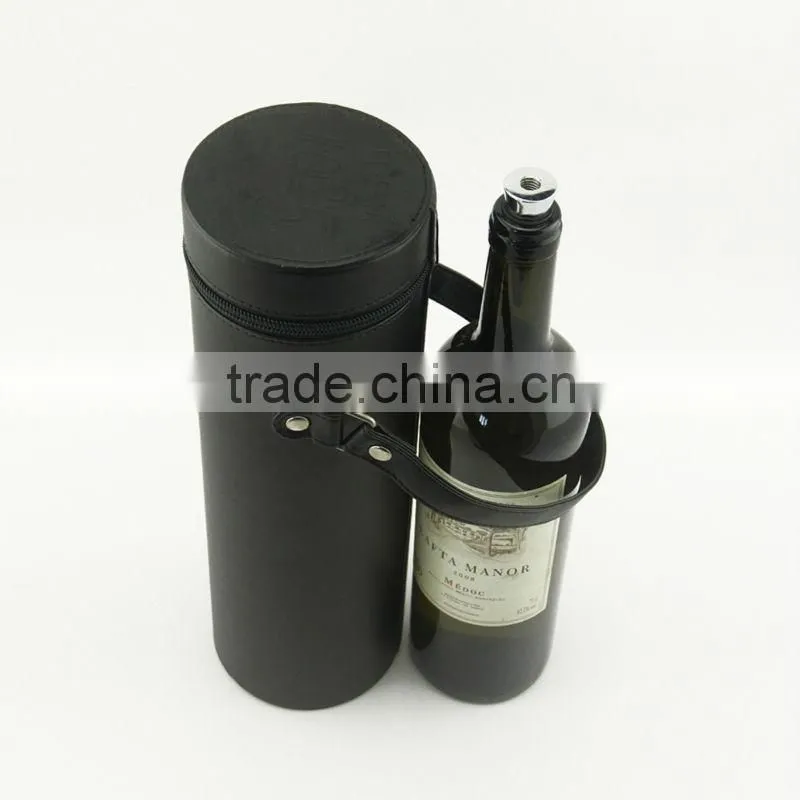 PU leather wine bag with belt and lid