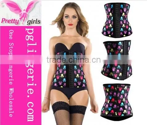 Skull pattern of Latex Sport Waist Cincher and waist Trainer corset