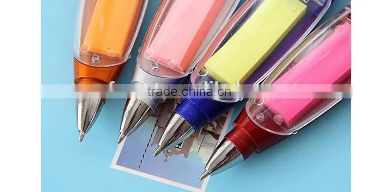 3 in 1 multifunctional pen with sticky note and LED flashlight