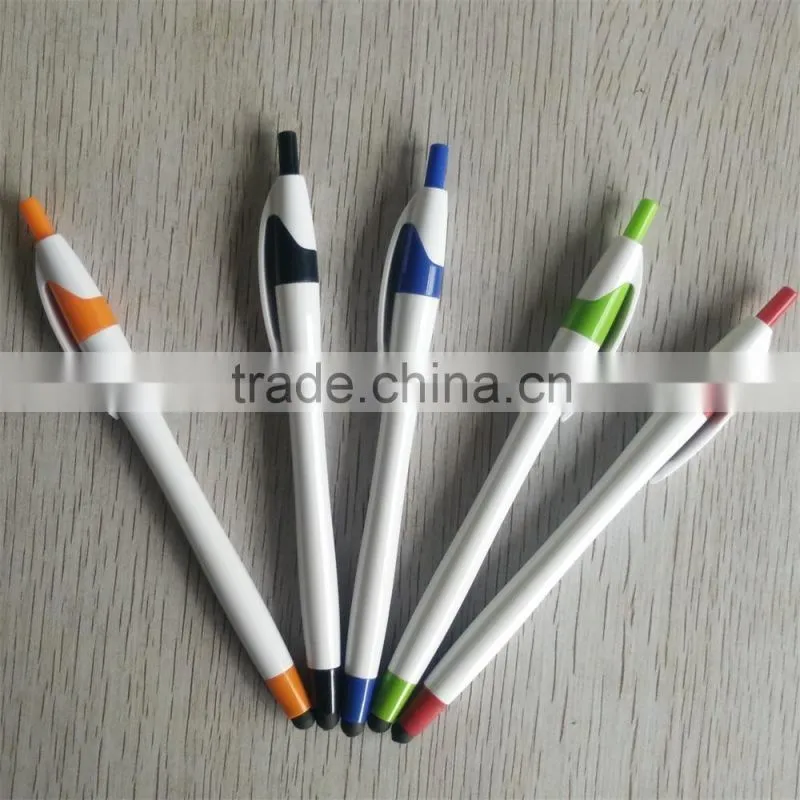White barrel promotional ballpen with stylus touch