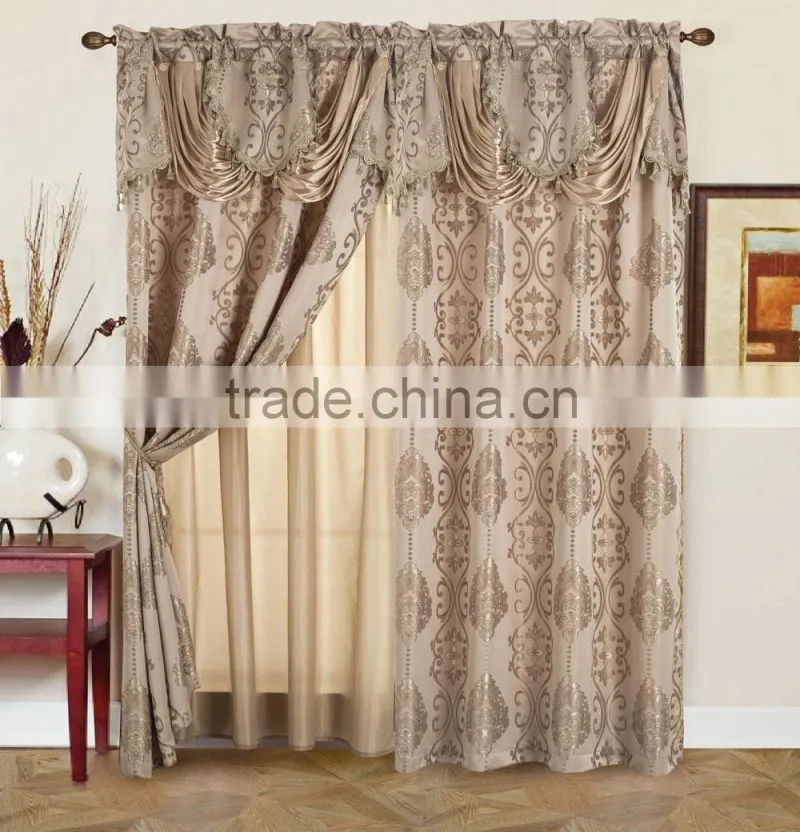 2016 New American Style Jacquard Curtain Drapery In Luxury Valance With Backing