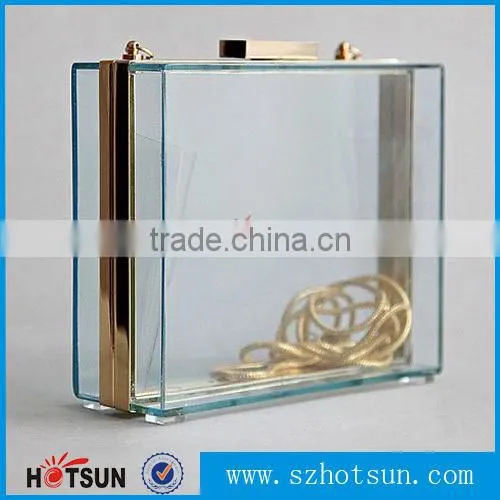 China supplier fashion design style clear Acrylic evening bag rectangle box clutches