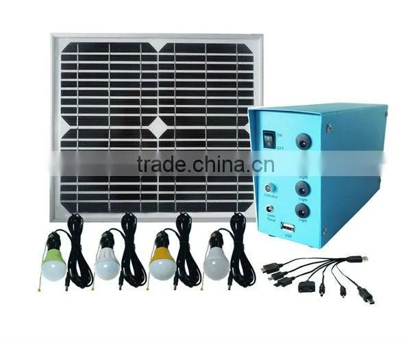 10w solar light with 4pcs led bulbs portable solar home sytem led solar home lighting kit charged by sunlight charging mibiles