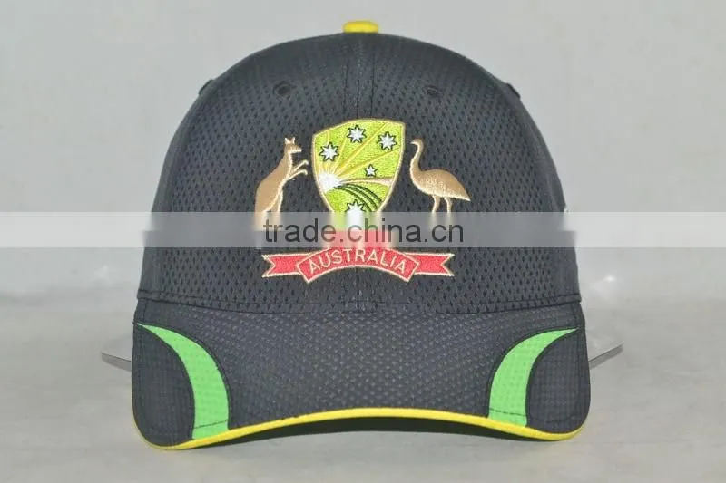 Guangzhou hat factory professional custom 6 panel / 100% polyester/black outdoor sports cap