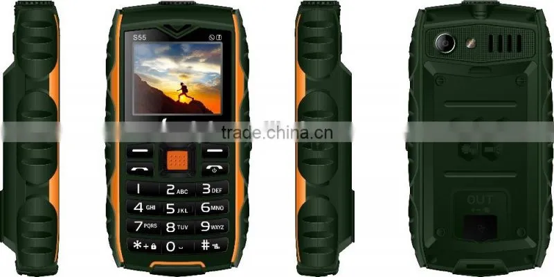 Hot sale 2.4 inch Rugged mobile phone water proof cell phone with S55 rugged phone