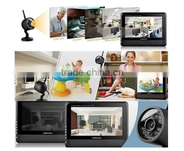 2.4Ghz Digital Video Security System 7'' LCD 4Channels Long Range Camera DVR Kit