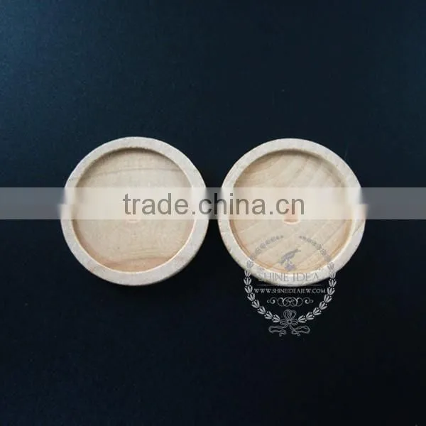 25mm setting size natual log wood round bezel pendant setting DIY findings bezel tray supplies 1411137