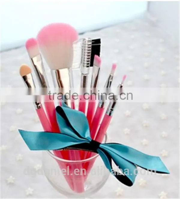 7pcs pink synthetic girls cosmetic brushes
