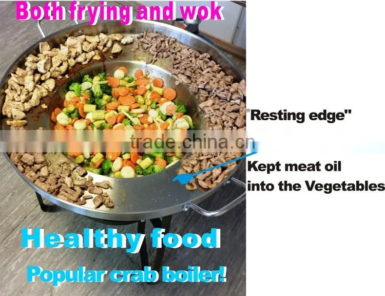 Both Frying and Wok gas boiler w/Stand, Great wokpannne stainless steel Frying Wok,popular crab boiler