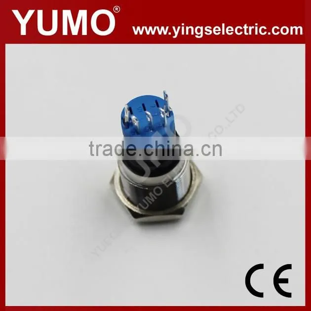 Hot sale LA16JSF ROHS 16mm flat round with dot LED IP65 momentary alternate pin terminal 3A/250VAC metal push button switch
