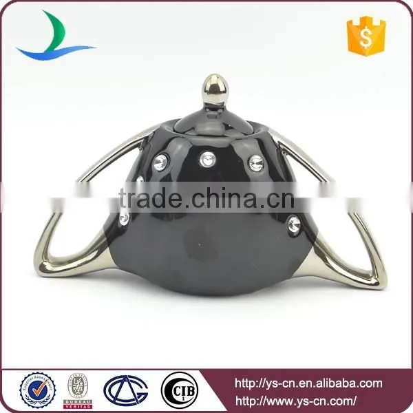 Silver electroplate ceramic turkish tea set with acrylic stone