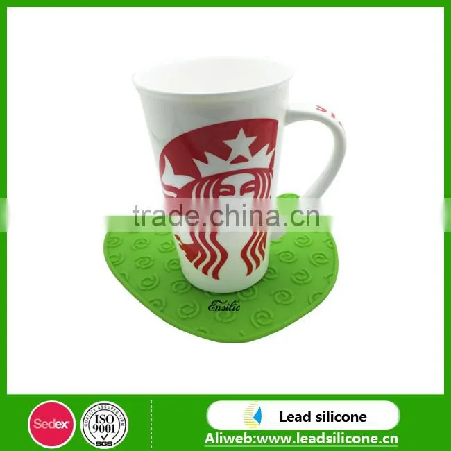 Eco-friendly custom Palm shape heat resistant anti-slide silicone cup coaster / silicone cup mat
