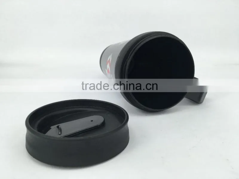 BPA free 450ml double wall plastic mug with paper insert/advertising mug with handle