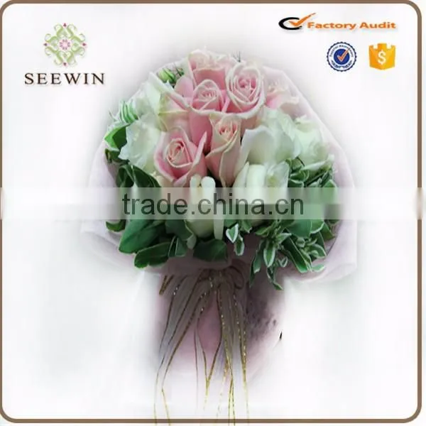 sheer polyester mesh fabric flower packing decorative ribbon trim