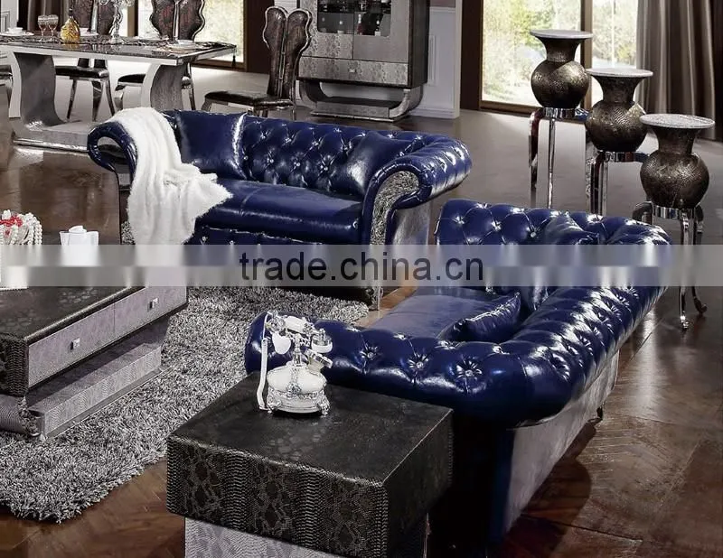 chesterfield mazarine genuine leather sofa designs with crystal buttons stainless steel legs SF006