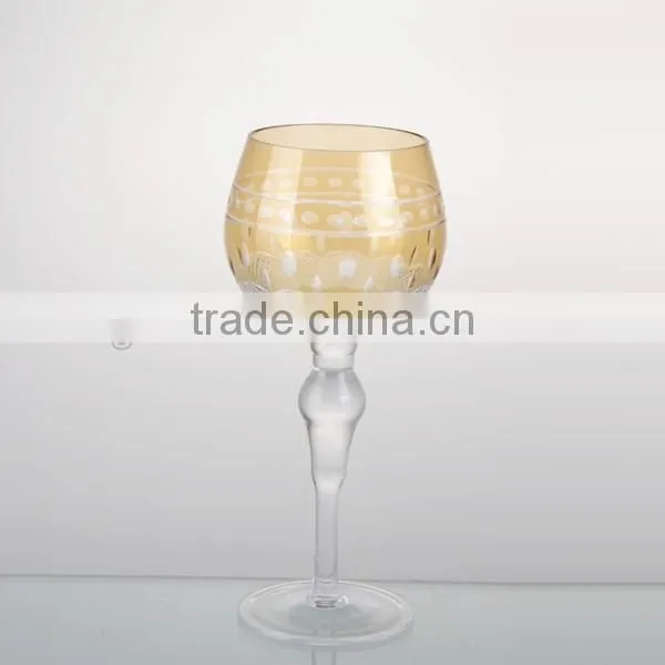 14oz colorful etched red wine glass