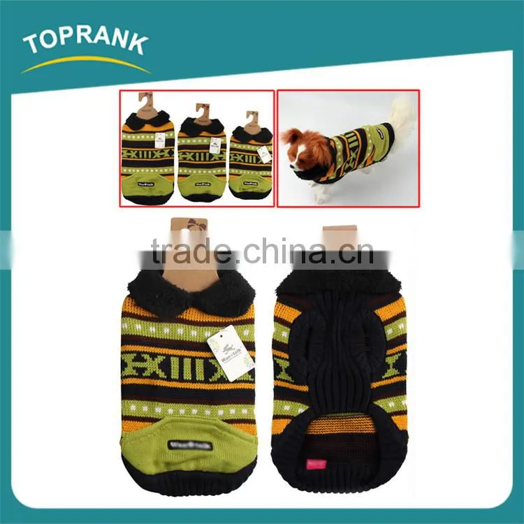 Fashion design green letter knitted dog sweater winter pet clothes