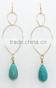 natural gemstone earring stud jewelry real turquoise green stone earring