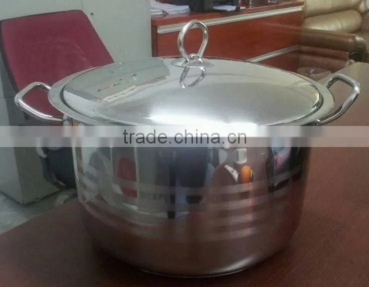 Large size stainless steel cookware set with metal lid