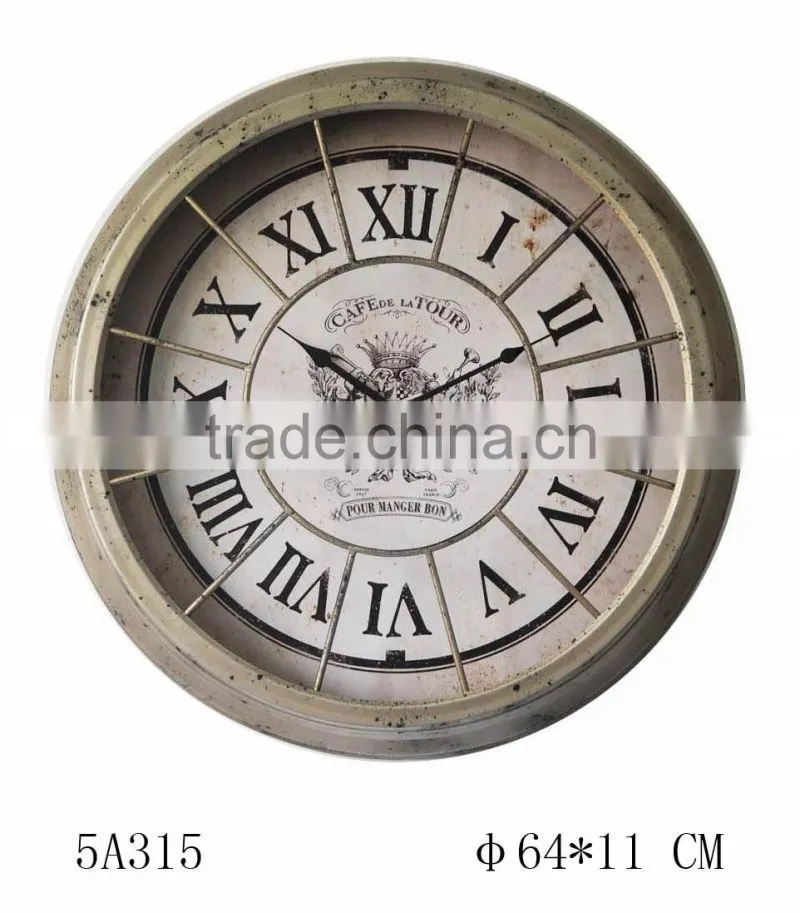 recycled round black metal vintage wall clock factory sell
