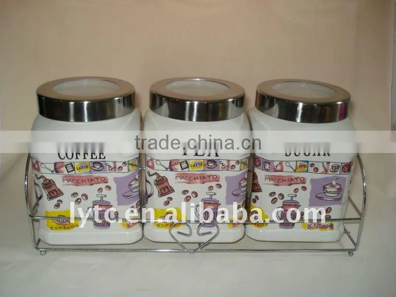Kitchen Accessory Tea Sugar Coffee Ceramic Canisters
