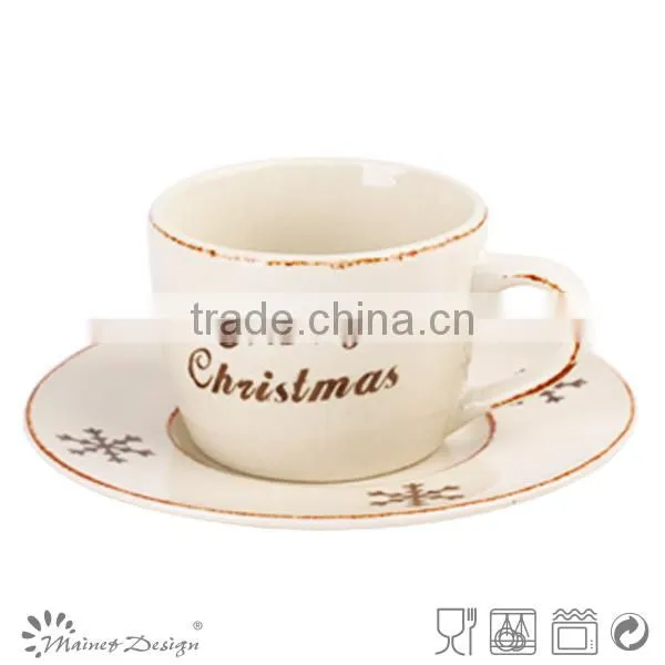 Christmas letter series designed coffee cup and saucer