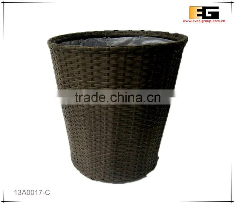 Round PE/Plastic rattan with liner deco basket