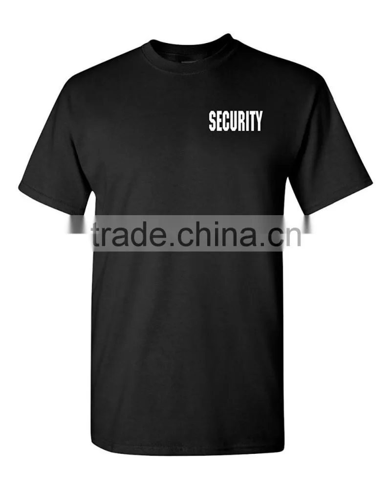 Pre-Shrunk 100% Cotton Short Sleeves Silk Printing T Shirt Black Security Guard Uniforms For Men