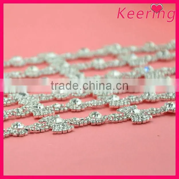Fashion wholesale rhinestone garment beaded chain design WRC-197