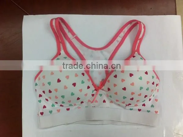 Hot selling printing heart sports bra wholesale/bra factory