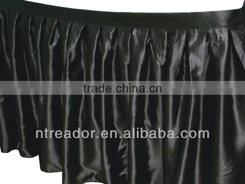 White satin table skirting for wedding