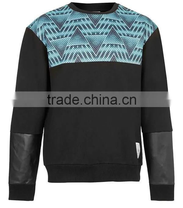 leather sleeve sweatshirt winter mens jacket made in china