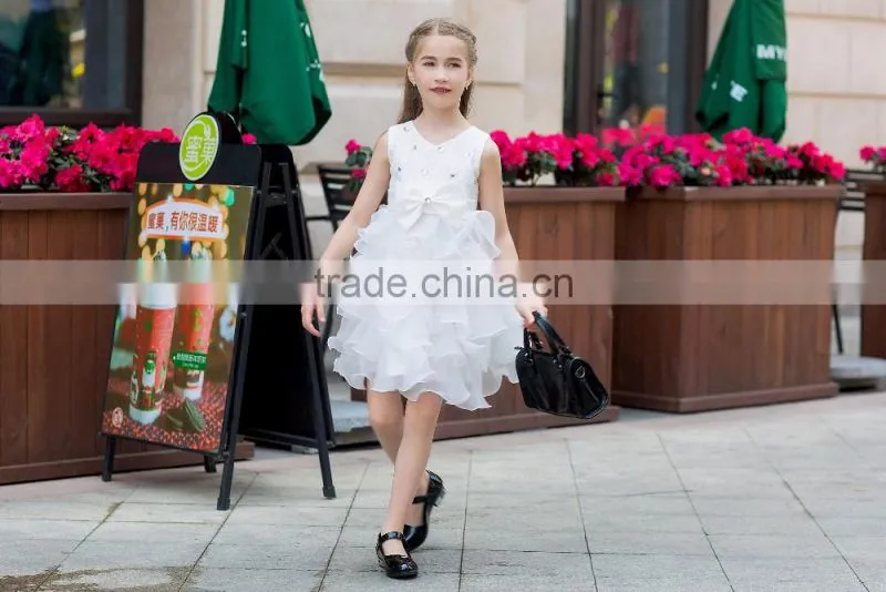 sleeveless Net fabric ball grown dress for baby girl summer dress